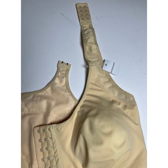 Beige Front Closure Bra 4XL | Wireless‎ Comfort Support | Nylon Spandex - Picture 7 of 11